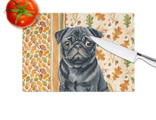 Load image into Gallery viewer, Black Pug Heirloom Fall Glass Cutting Board