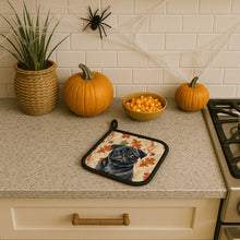 Load image into Gallery viewer, Black Pug Heirloom Fall Pair of Pot Holders