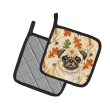 Load image into Gallery viewer, Fawn Pug Heirloom Fall Pair of Pot Holders