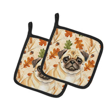 Load image into Gallery viewer, Fawn Pug Heirloom Fall Pair of Pot Holders