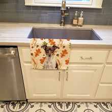 Load image into Gallery viewer, Chocolate and White Rat Terrier Heirloom Fall Kitchen Towel