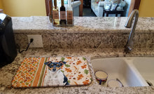 Load image into Gallery viewer, Tricolor Rat Terrier Heirloom Fall Dish Drying Mat