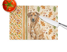 Load image into Gallery viewer, Rhodesian Ridgeback Heirloom Fall Glass Cutting Board