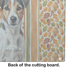 Load image into Gallery viewer, Tricolor Russell Terrier Heirloom Fall Glass Cutting Board
