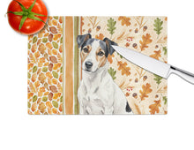 Load image into Gallery viewer, White with Black Markings Russell Terrier Heirloom Fall Glass Cutting Board