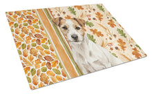 Load image into Gallery viewer, White with Tan Markings Russell Terrier Heirloom Fall Glass Cutting Board