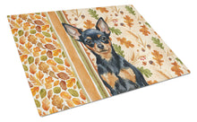 Load image into Gallery viewer, Black and Tan Russian Toy Heirloom Fall Glass Cutting Board