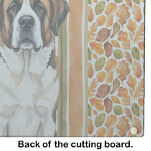 Load image into Gallery viewer, Brindle and White Saint Bernard Heirloom Fall Glass Cutting Board