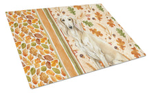 Load image into Gallery viewer, Cream Saluki Heirloom Fall Glass Cutting Board