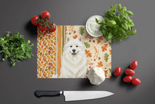Load image into Gallery viewer, Cream Samoyed Heirloom Fall Glass Cutting Board