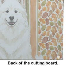 Load image into Gallery viewer, Cream Samoyed Heirloom Fall Glass Cutting Board