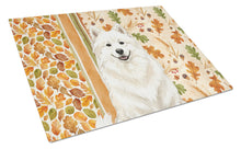 Load image into Gallery viewer, Cream Samoyed Heirloom Fall Glass Cutting Board