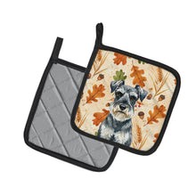Load image into Gallery viewer, Schnauzer Heirloom Fall Pair of Pot Holders