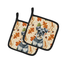 Load image into Gallery viewer, Schnauzer Heirloom Fall Pair of Pot Holders