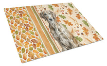 Load image into Gallery viewer, Brindle Scottish Deerhound Heirloom Fall Glass Cutting Board