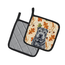 Load image into Gallery viewer, Black Shar Pei Heirloom Fall Pair of Pot Holders