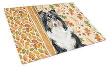 Load image into Gallery viewer, Tricolor Sheltie Heirloom Fall Glass Cutting Board
