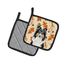 Load image into Gallery viewer, Tricolor Sheltie Heirloom Fall Pair of Pot Holders