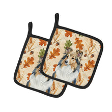 Load image into Gallery viewer, Sable Sheltie Heirloom Fall Pair of Pot Holders