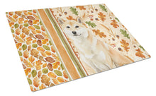 Load image into Gallery viewer, Cream Shiba Inu Heirloom Fall Glass Cutting Board