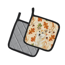 Load image into Gallery viewer, Cream Shiba Inu Heirloom Fall Pair of Pot Holders