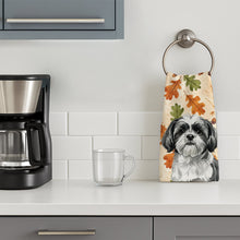 Load image into Gallery viewer, Black and White Shih Tzu Heirloom Fall Kitchen Towel