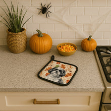 Load image into Gallery viewer, Black and White Shih Tzu Heirloom Fall Pair of Pot Holders
