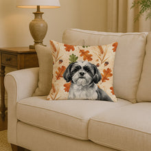 Load image into Gallery viewer, Black and White Shih Tzu Heirloom Fall Throw Pillow