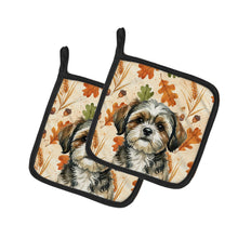Load image into Gallery viewer, Brindle Shih Tzu Heirloom Fall Pair of Pot Holders
