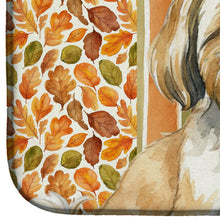 Load image into Gallery viewer, Gold and White Shih Tzu Heirloom Fall Dish Drying Mat