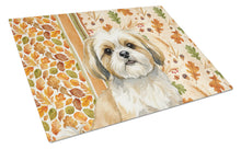 Load image into Gallery viewer, Gold and White Shih Tzu Heirloom Fall Glass Cutting Board