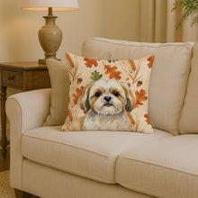 Load image into Gallery viewer, Gold and White Shih Tzu Heirloom Fall Throw Pillow