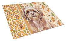 Load image into Gallery viewer, Liver Shih Tzu Heirloom Fall Glass Cutting Board