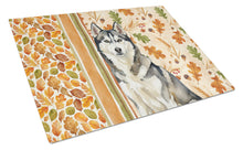 Load image into Gallery viewer, Agouti Siberian Husky Heirloom Fall Glass Cutting Board