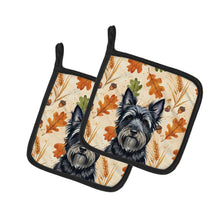Load image into Gallery viewer, Black Skye Terrier Heirloom Fall Pair of Pot Holders