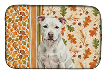 Load image into Gallery viewer, White Staffordshire Bull Terrier Heirloom Fall Dish Drying Mat