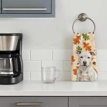 Load image into Gallery viewer, White Staffordshire Bull Terrier Heirloom Fall Kitchen Towel