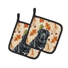 Load image into Gallery viewer, Black Tibetan Mastiff Heirloom Fall Pair of Pot Holders