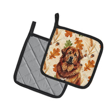 Load image into Gallery viewer, Red Gold Tibetan Mastiff Heirloom Fall Pair of Pot Holders