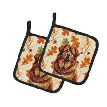 Load image into Gallery viewer, Red Gold Tibetan Mastiff Heirloom Fall Pair of Pot Holders