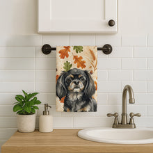 Load image into Gallery viewer, Black and Tan Tibetan Spaniel Heirloom Fall Kitchen Towel