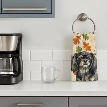 Load image into Gallery viewer, Black and Tan Tibetan Spaniel Heirloom Fall Kitchen Towel