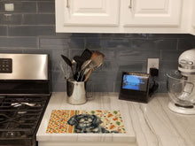 Load image into Gallery viewer, Black and Tan Tibetan Spaniel Heirloom Fall Glass Cutting Board