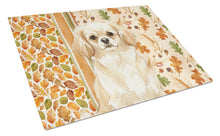 Load image into Gallery viewer, Cream Tibetan Spaniel Heirloom Fall Glass Cutting Board