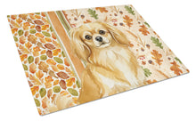 Load image into Gallery viewer, Gold Tibetan Spaniel Heirloom Fall Glass Cutting Board