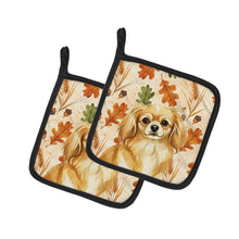 Load image into Gallery viewer, Gold Tibetan Spaniel Heirloom Fall Pair of Pot Holders