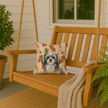 Load image into Gallery viewer, Grey and White Tibetan Spaniel Heirloom Fall Throw Pillow