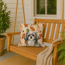 Load image into Gallery viewer, Grey and White Tibetan Spaniel Heirloom Fall Throw Pillow