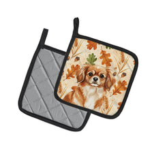 Load image into Gallery viewer, Red Tibetan Spaniel Heirloom Fall Pair of Pot Holders