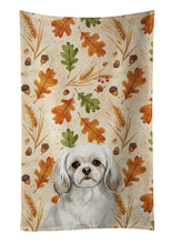 Load image into Gallery viewer, White Tibetan Spaniel Heirloom Fall Kitchen Towel
